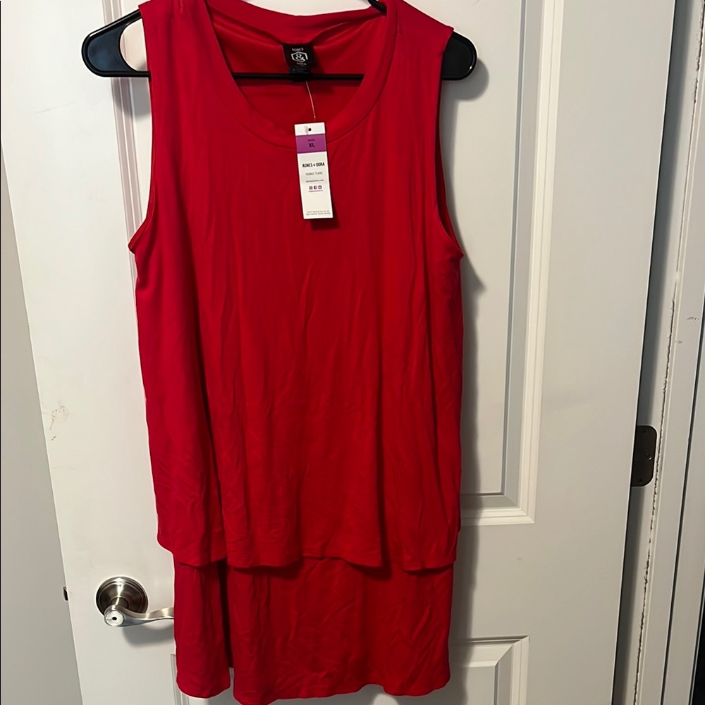 Agnes & Dora Red Relaxed Tiered Tank Top